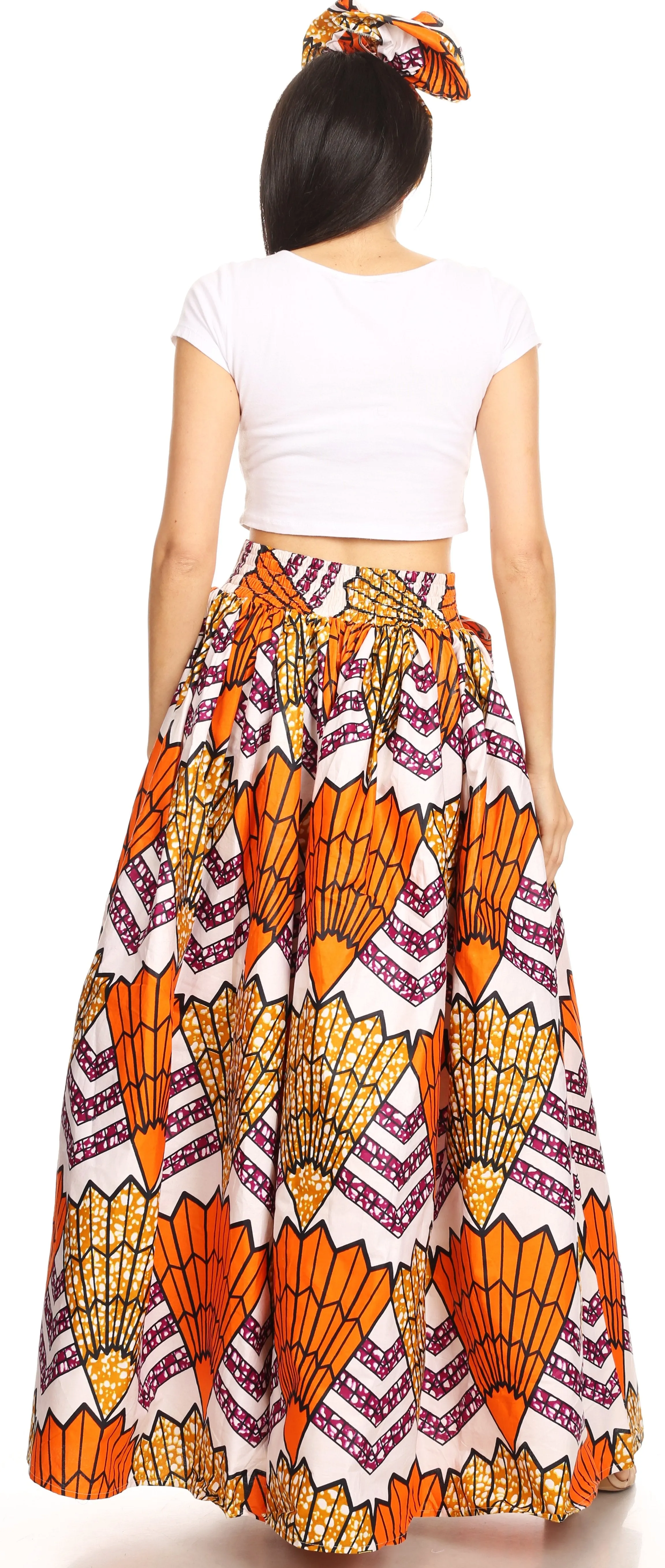 Sakkas Asma Convertible Traditional Wax Print Adjustable Strap Maxi Skirt | Dress