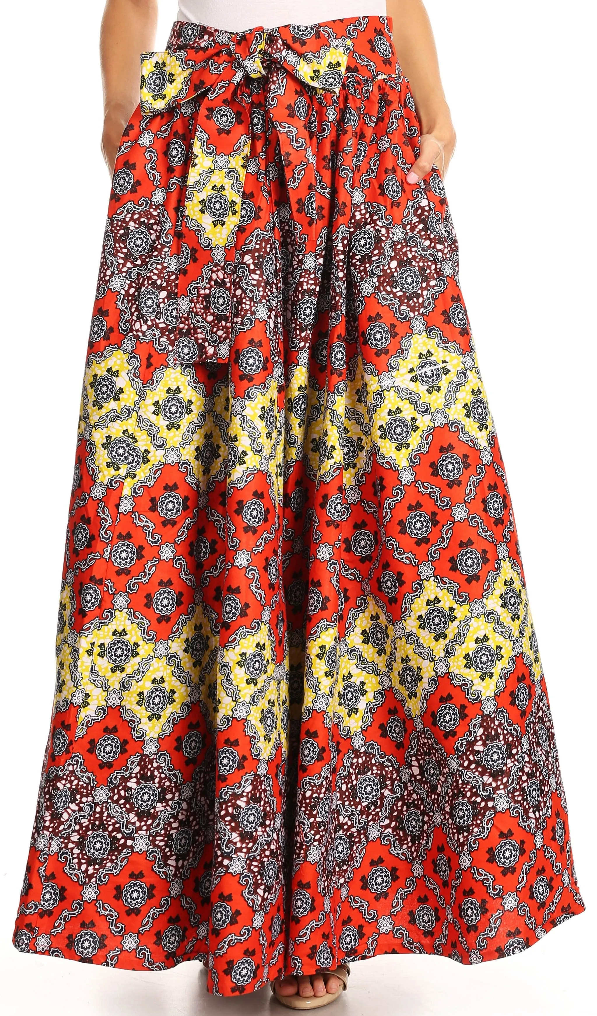 Sakkas Asma Convertible Traditional Wax Print Adjustable Strap Maxi Skirt | Dress