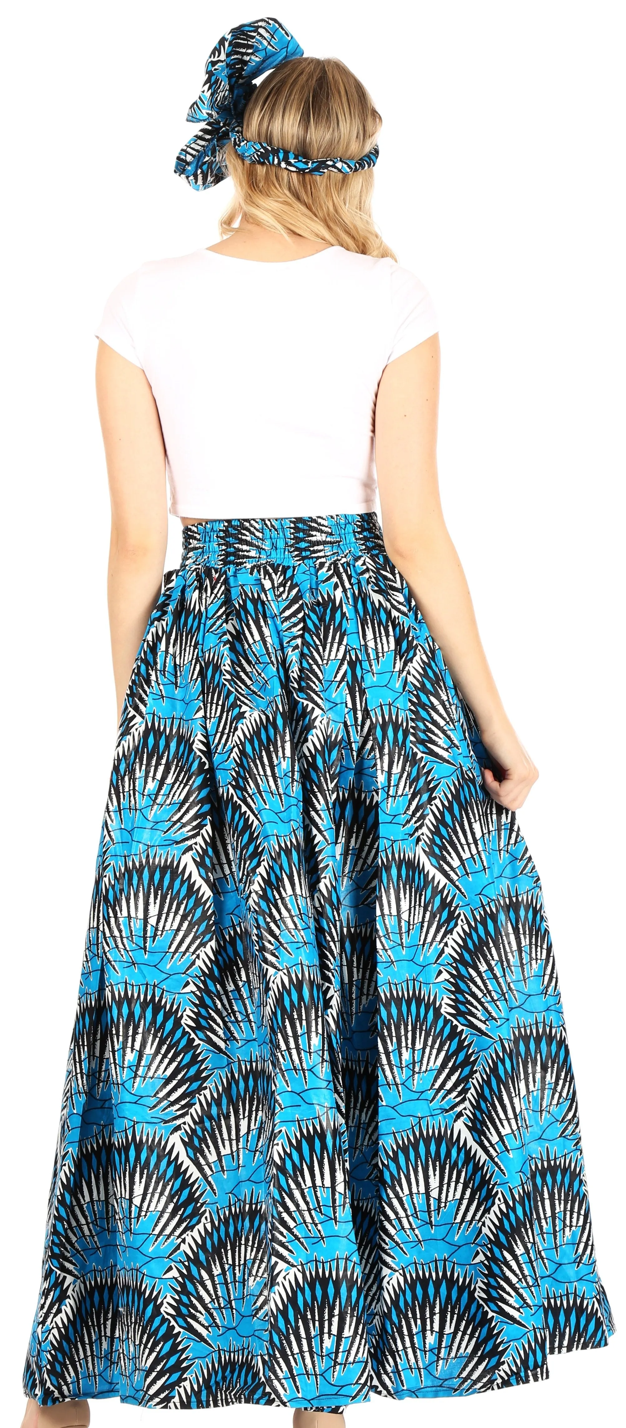 Sakkas Asma Convertible Traditional Wax Print Adjustable Strap Maxi Skirt | Dress