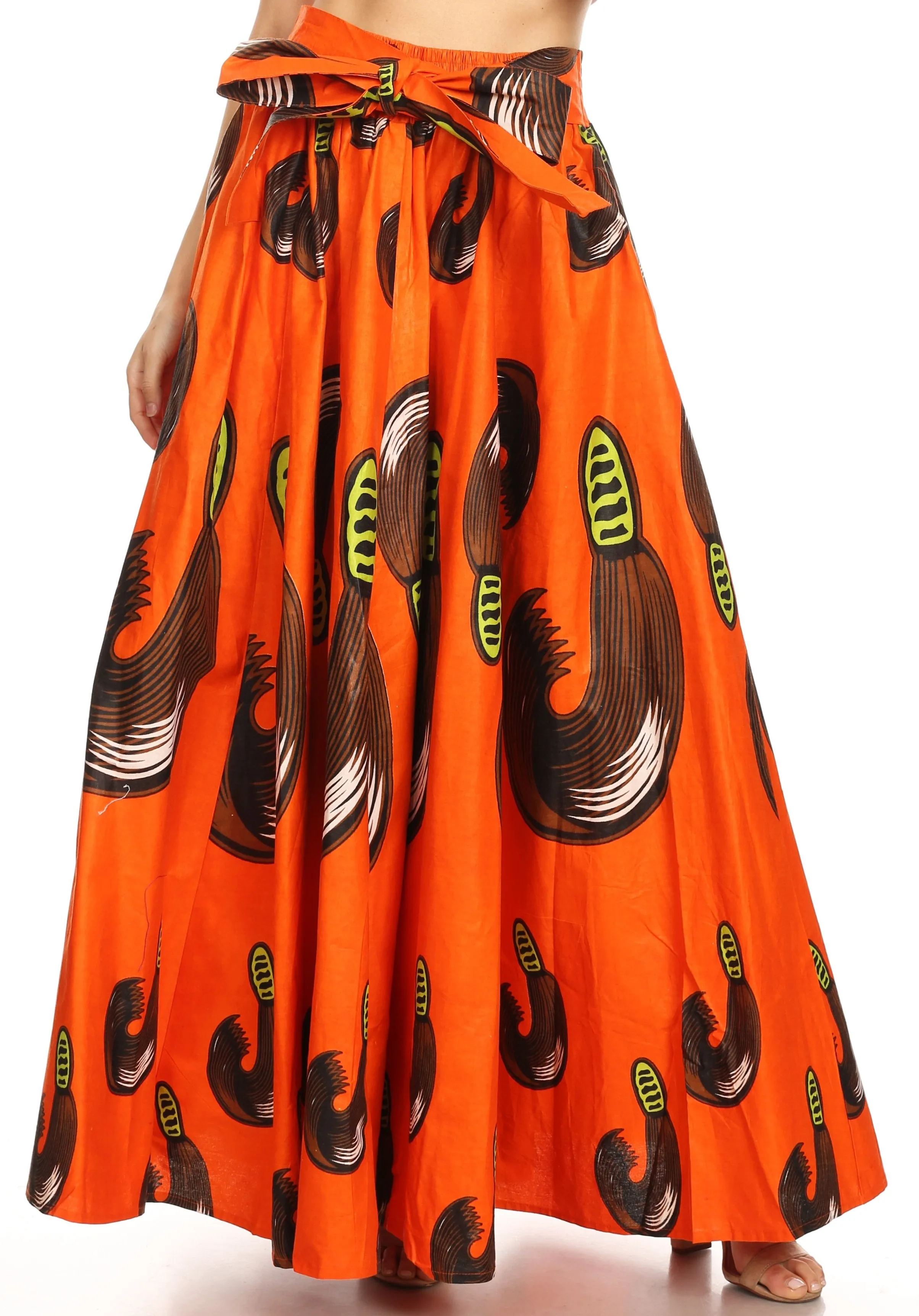 Sakkas Asma Convertible Traditional Wax Print Adjustable Strap Maxi Skirt | Dress