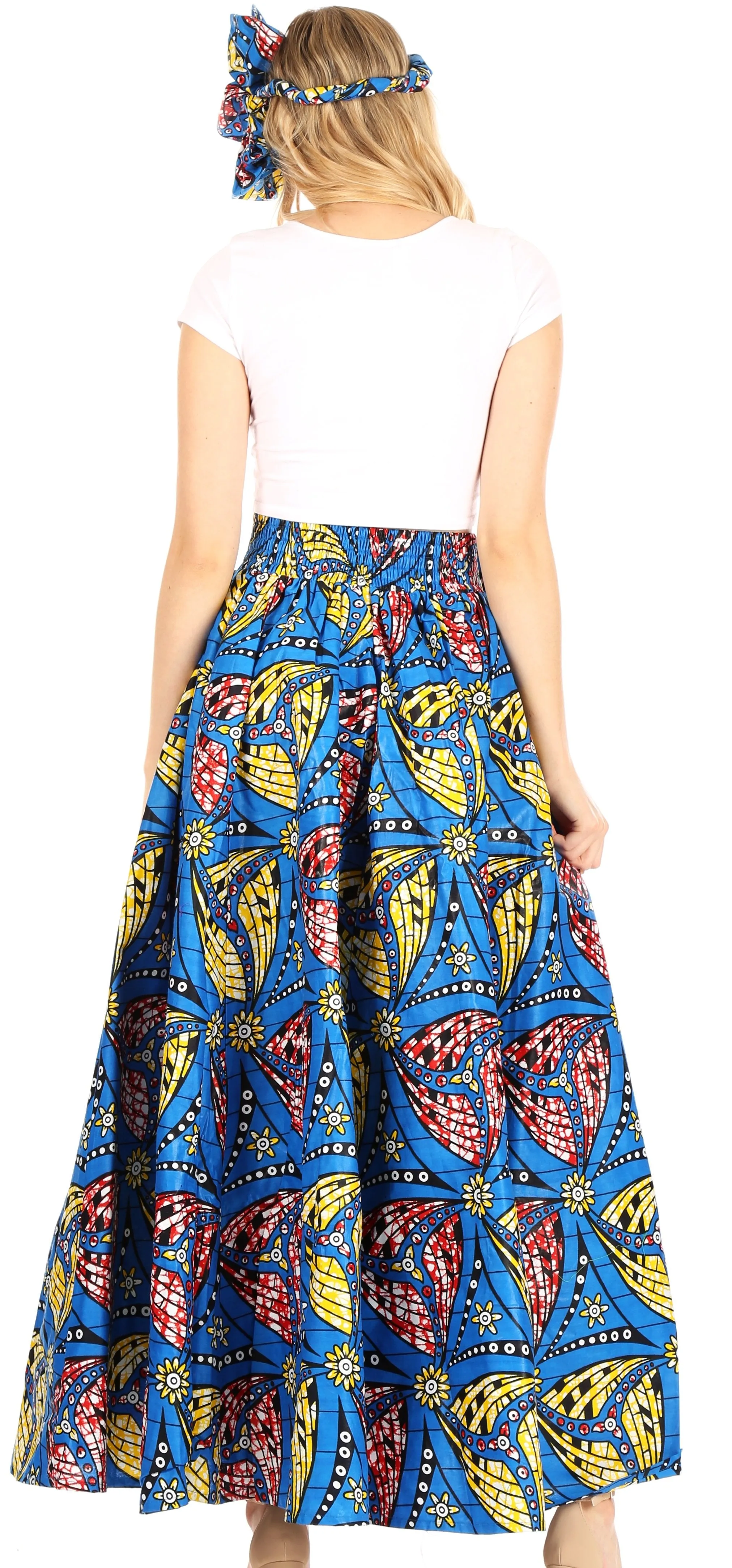 Sakkas Asma Convertible Traditional Wax Print Adjustable Strap Maxi Skirt | Dress