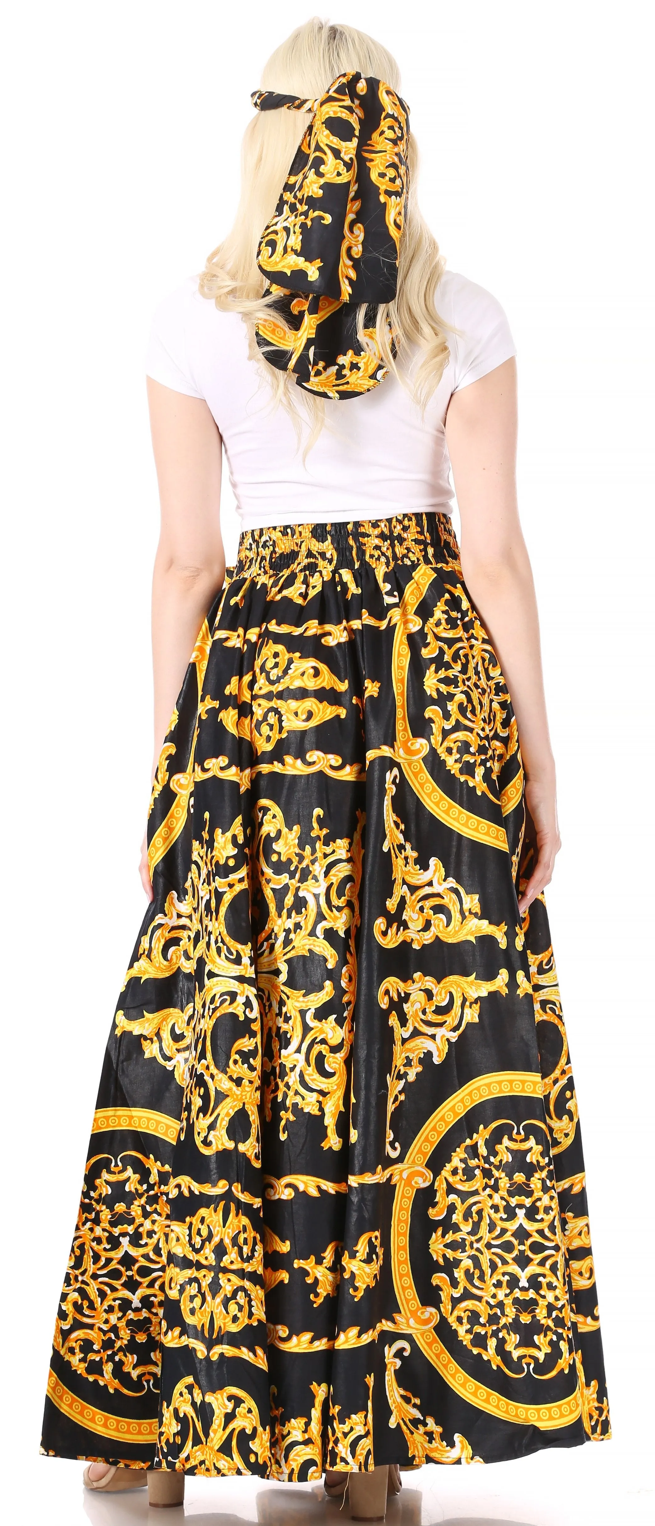 Sakkas Asma Convertible Traditional Wax Print Adjustable Strap Maxi Skirt | Dress