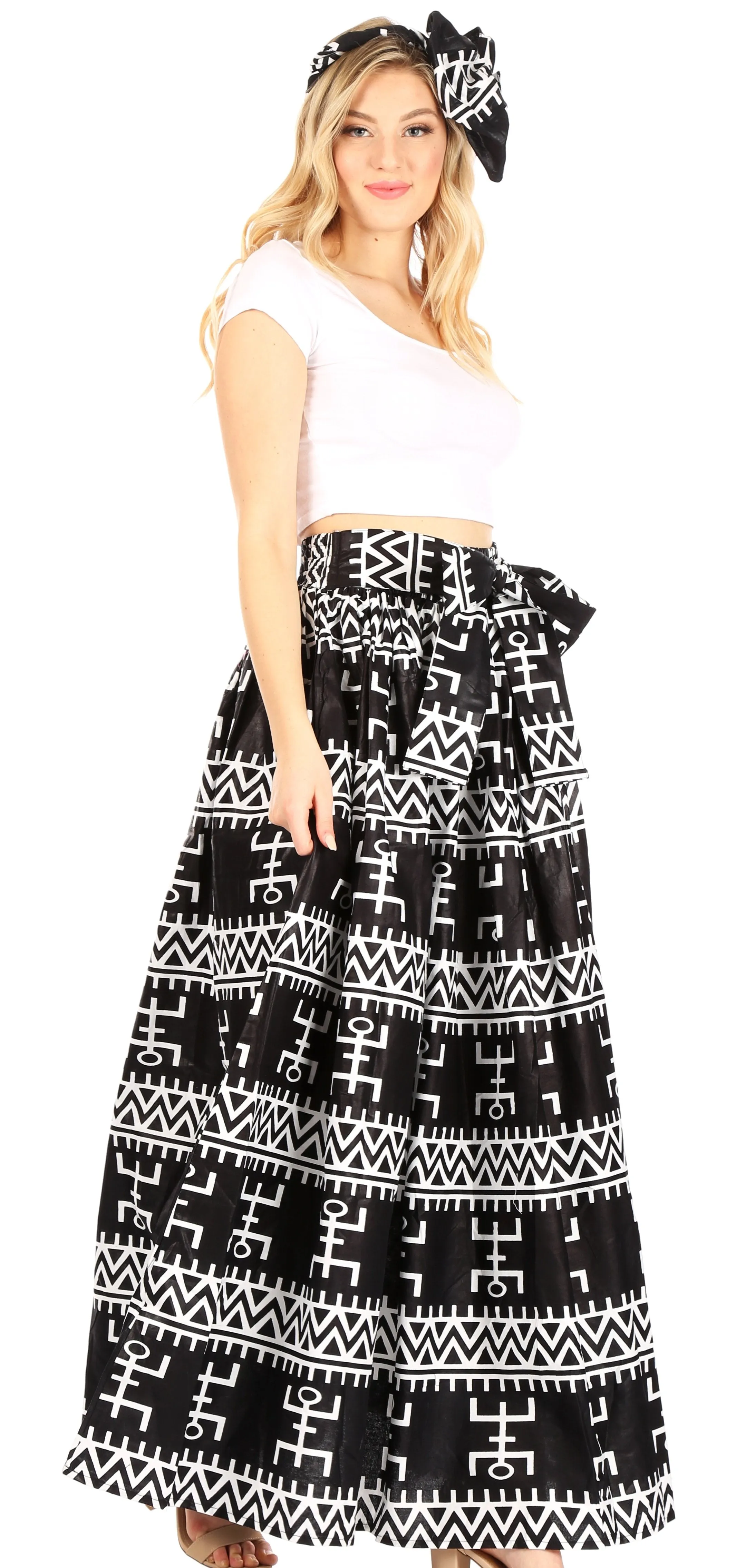 Sakkas Asma Convertible Traditional Wax Print Adjustable Strap Maxi Skirt | Dress