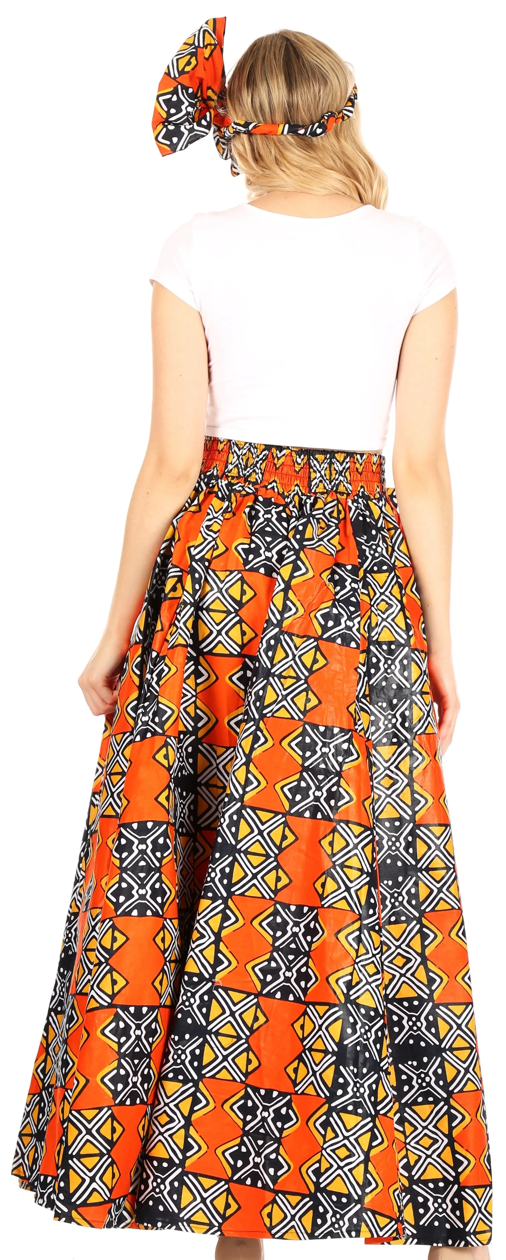 Sakkas Asma Convertible Traditional Wax Print Adjustable Strap Maxi Skirt | Dress