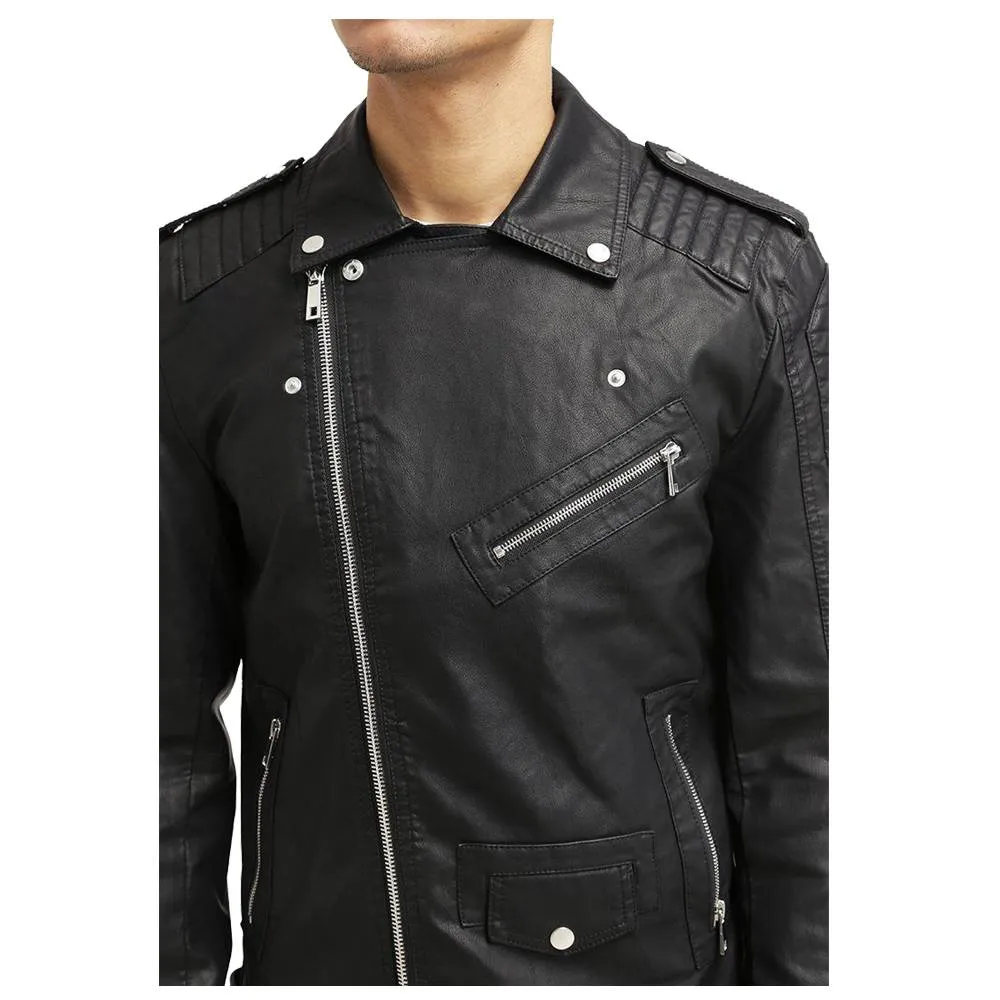 Slim Fit Motorcycle Black Leather jacket