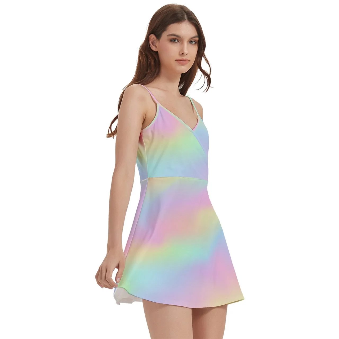 Spaghetti Strap Ombre Dress | Rainbow Mini Dress | Unique Wrap Style Dress