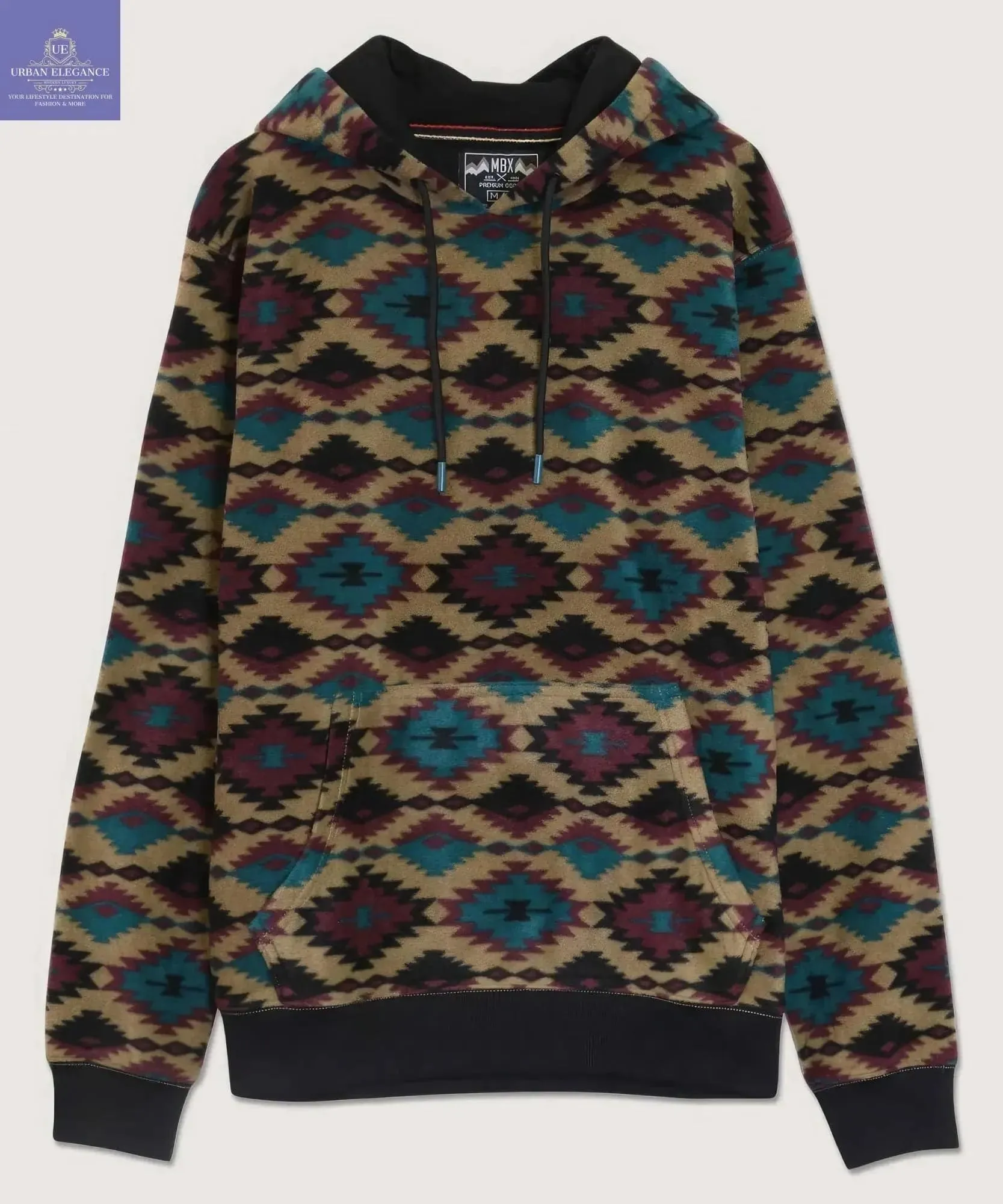 Trendy Aztec Diamond Fleece Hoodie