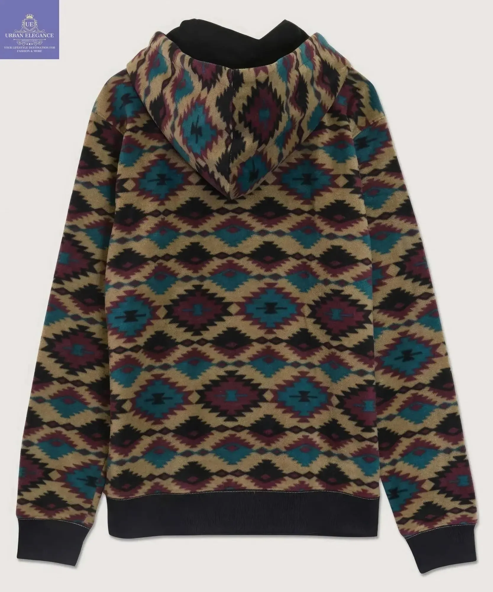 Trendy Aztec Diamond Fleece Hoodie