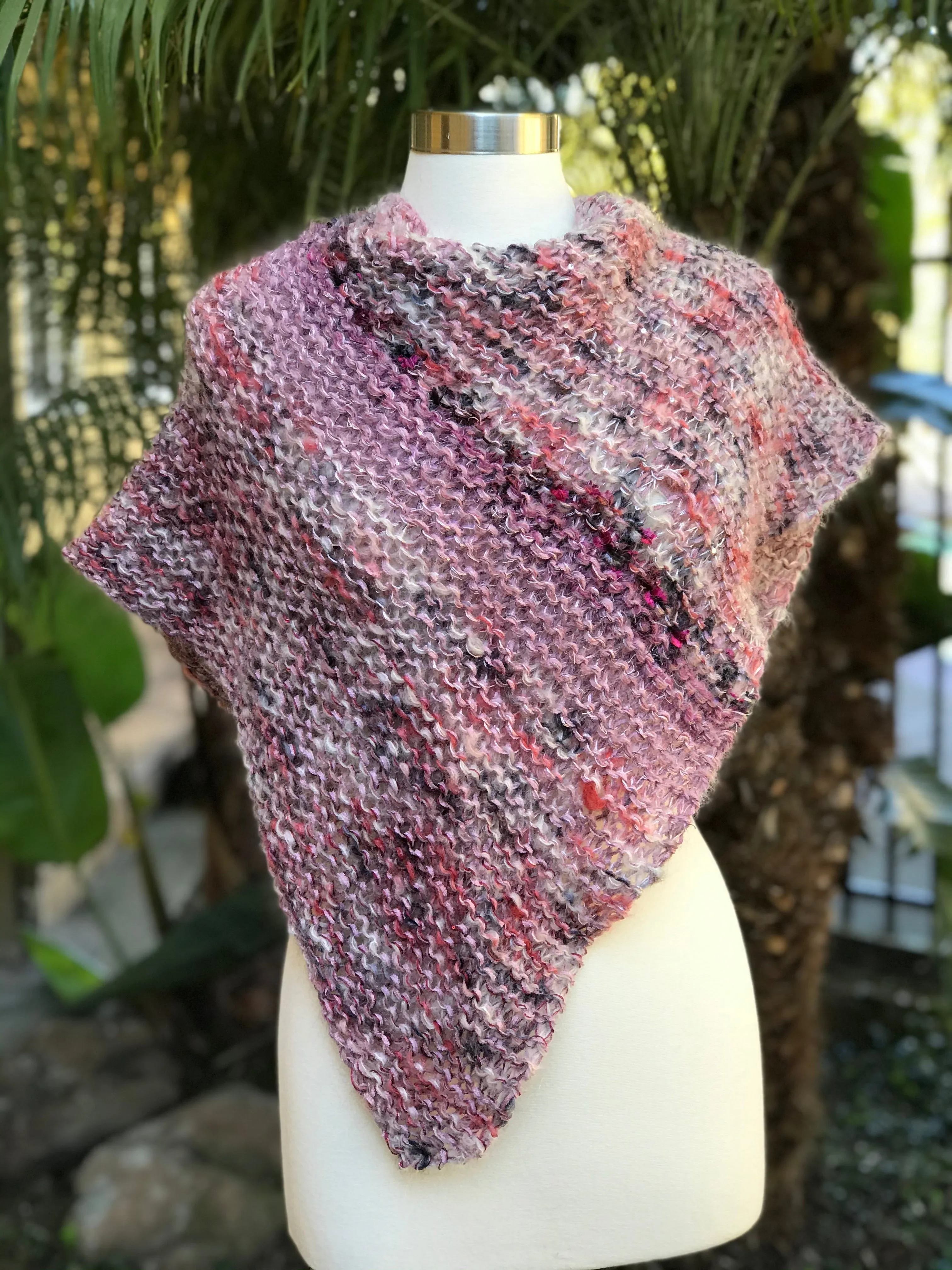 Triangle knitted scarf. Hand knitted triangular wrap