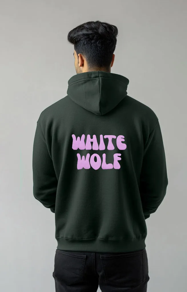 Unisex White Wolf Premium Fleece- Hoodie (Dark Cool Green) LILAC