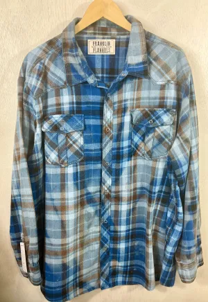 Vintage Western Style Royal Blue, Black and Rust Flannel Size XL