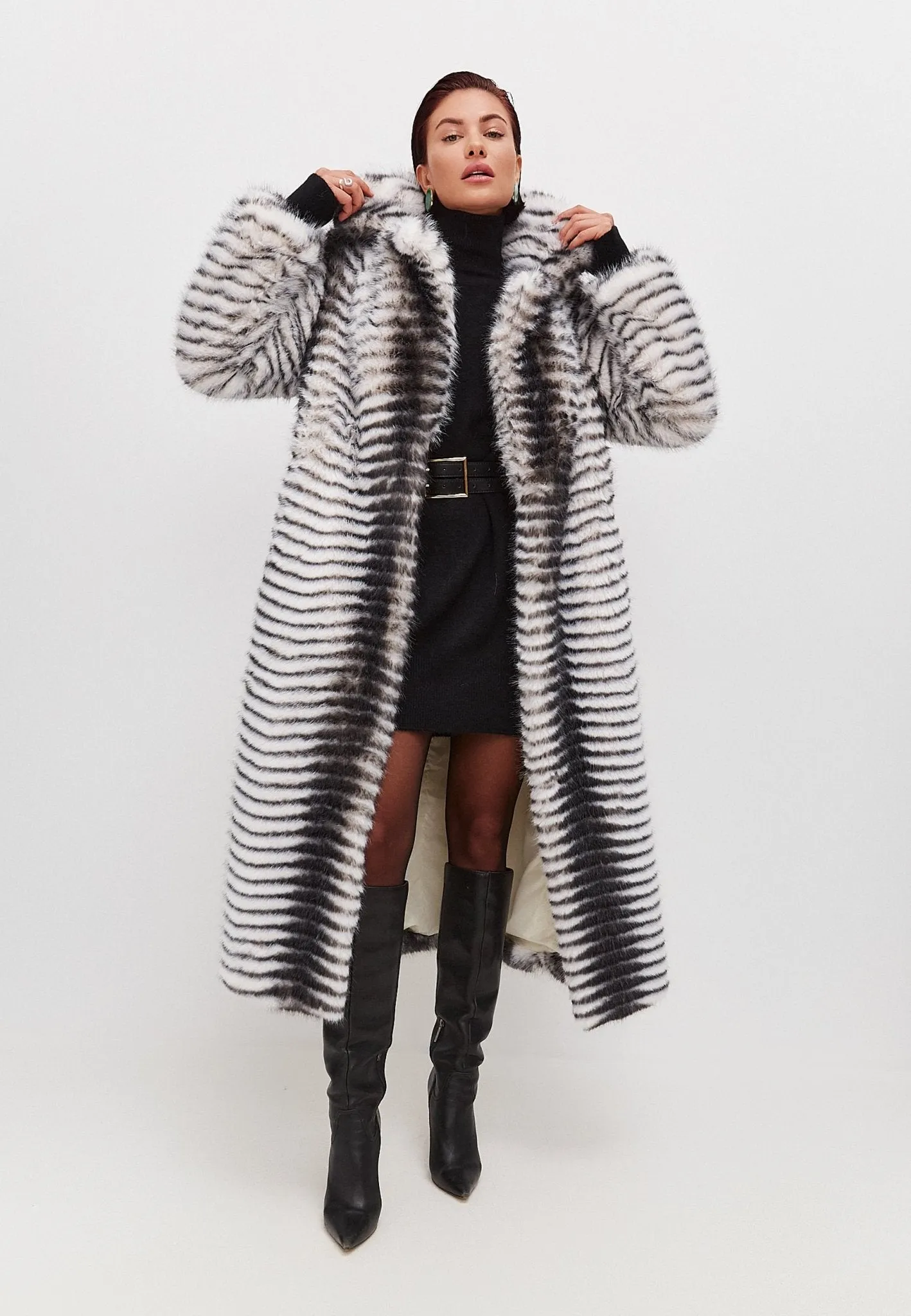 Winter Faux Fur Belted Long Coat