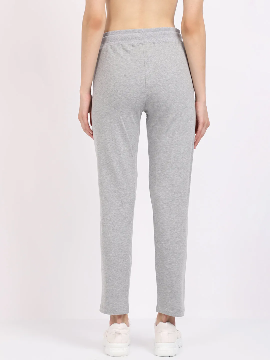 Women's Casual  Grey Melange Full length Mid rise Track Pants