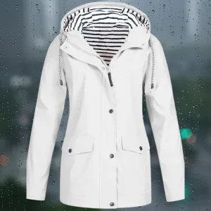 Women's Casual Long Sleeve Windbreaker Trench Coat with Hood | Ideal for Autumn/Winter