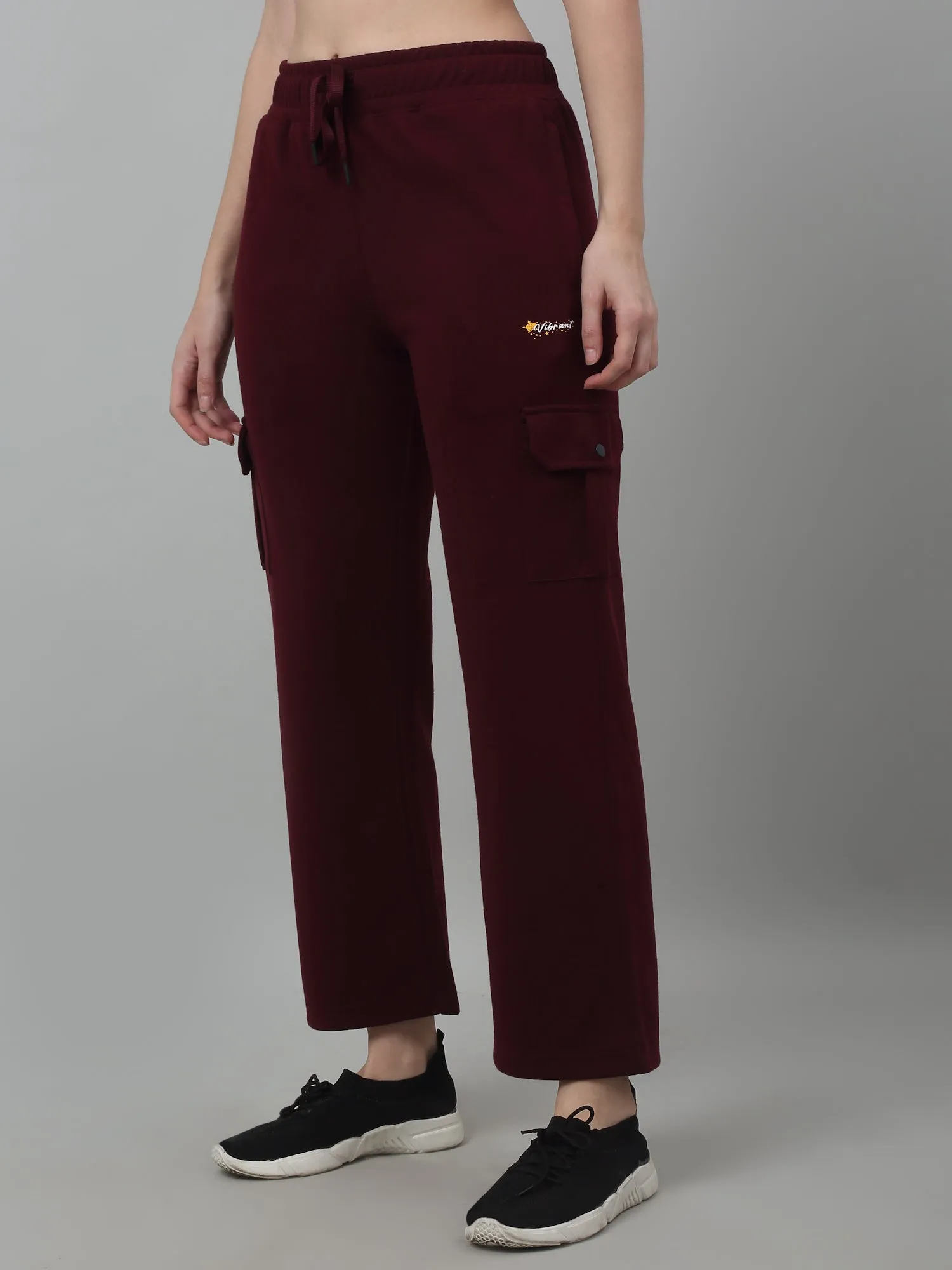 Women's Casual  Maroon Ankle length Mid rise Track Pants