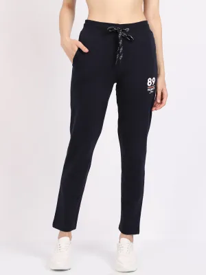 Women's Casual  Navy Blue Full length Mid rise Track Pants