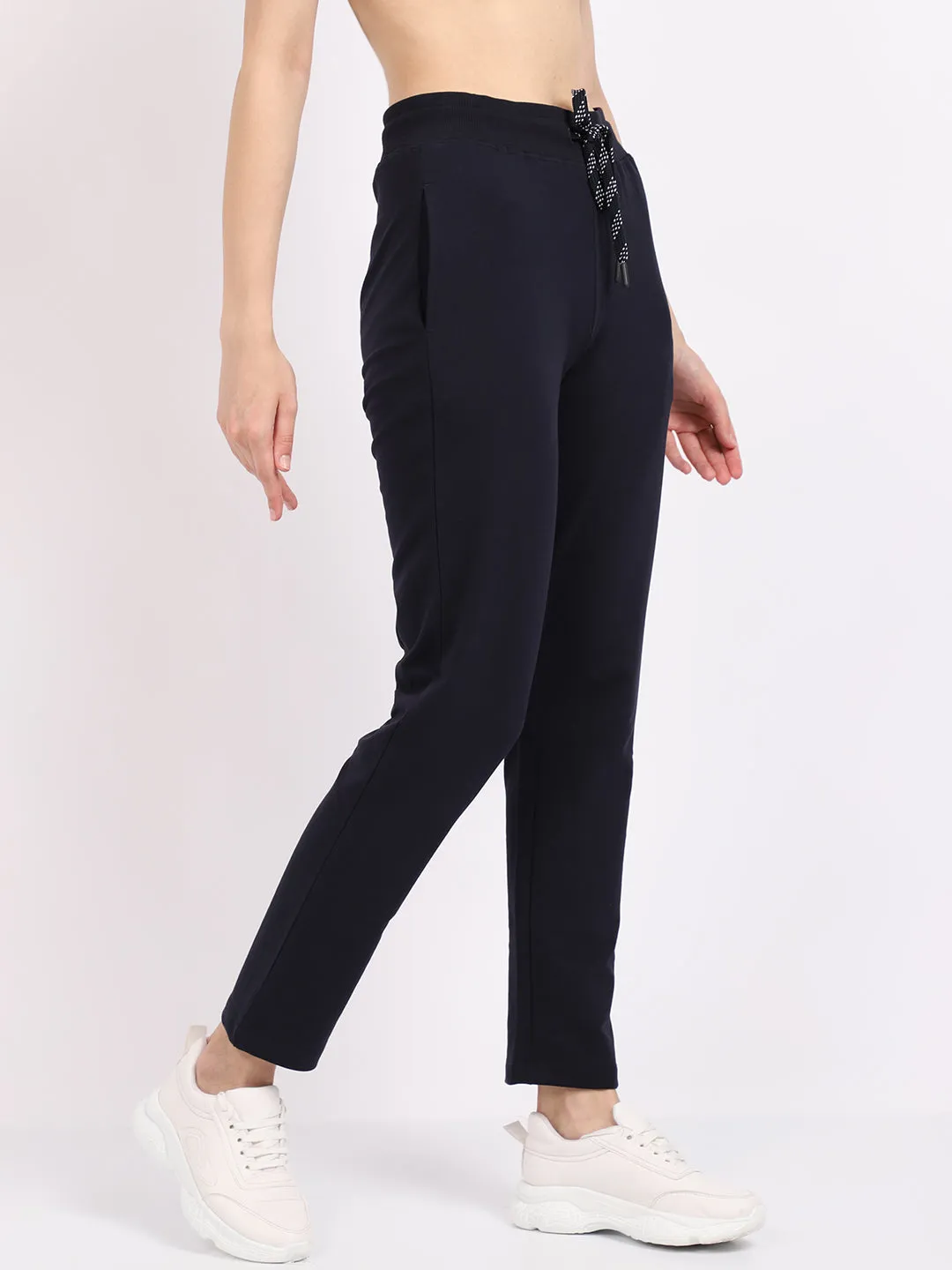 Women's Casual  Navy Blue Full length Mid rise Track Pants