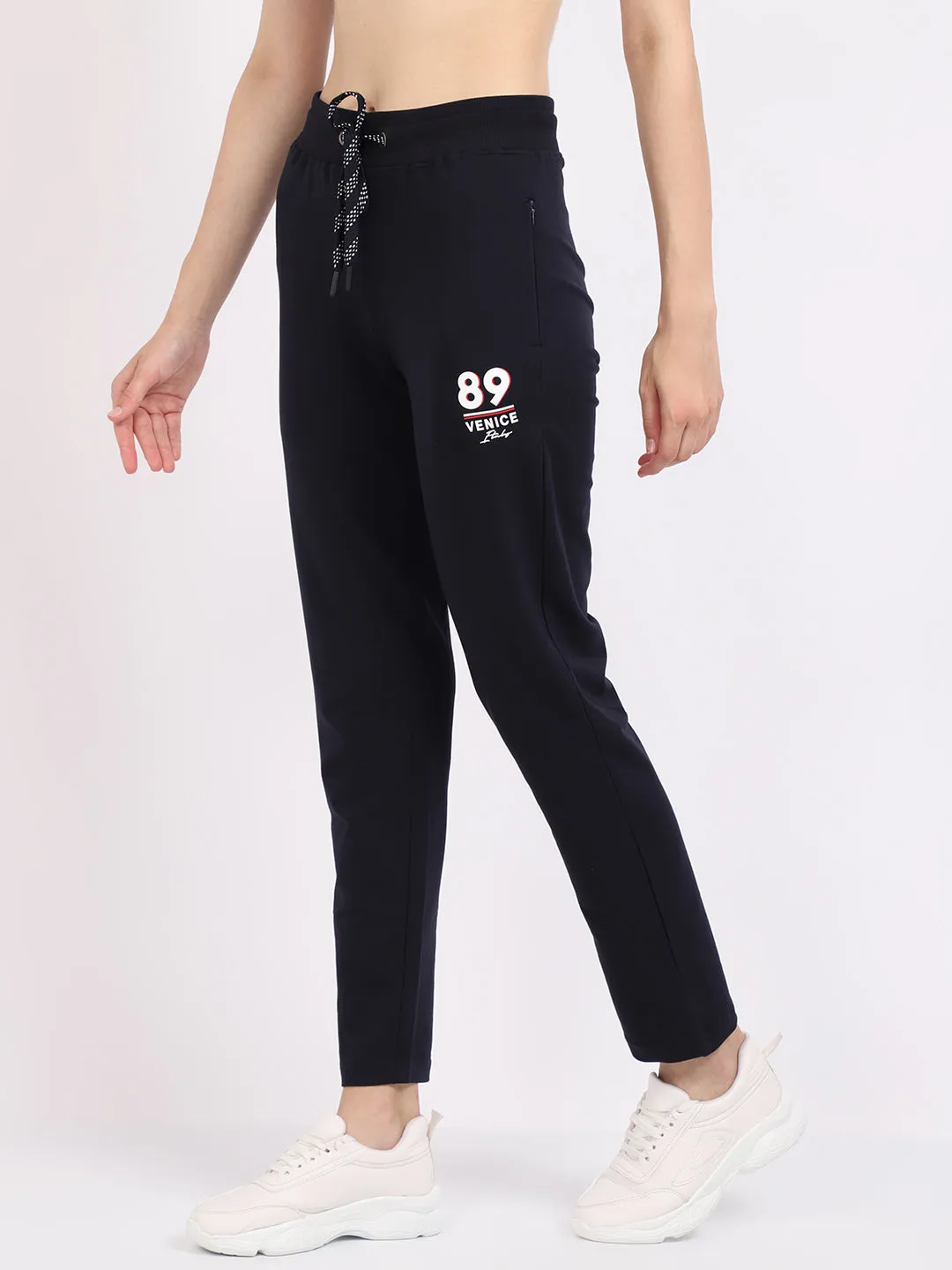 Women's Casual  Navy Blue Full length Mid rise Track Pants