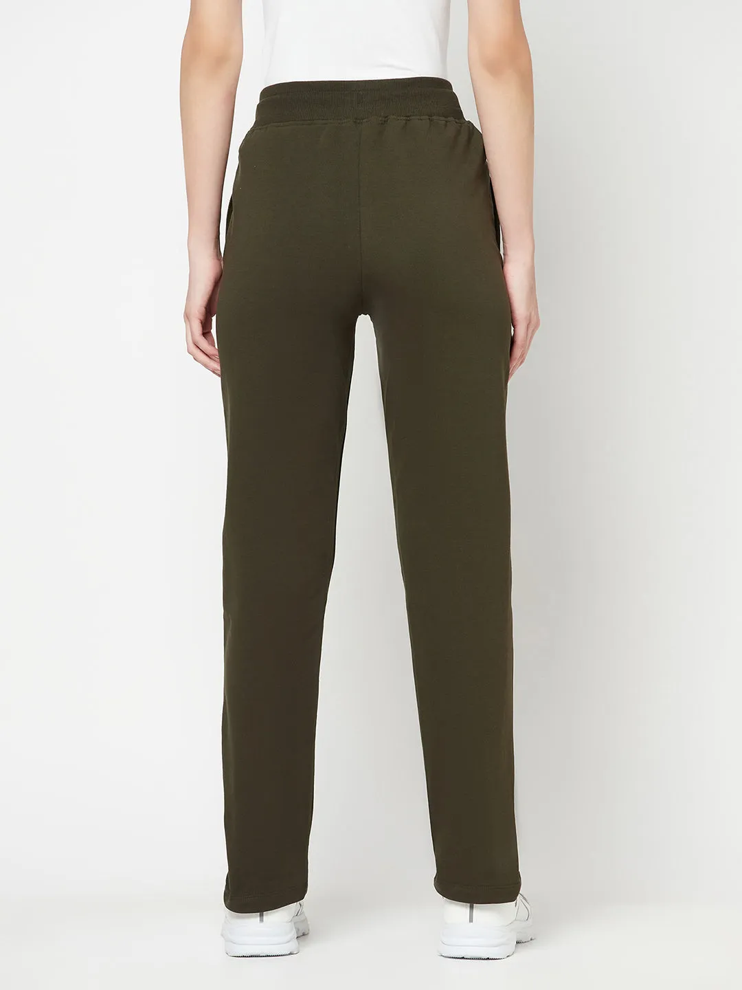 Women's Casual  Olive Green Full length Mid rise Track Pants