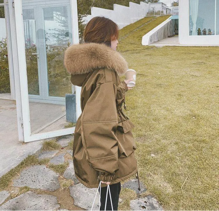 Women's Winter Hooded Parka Coats with Midi Padded Jackets