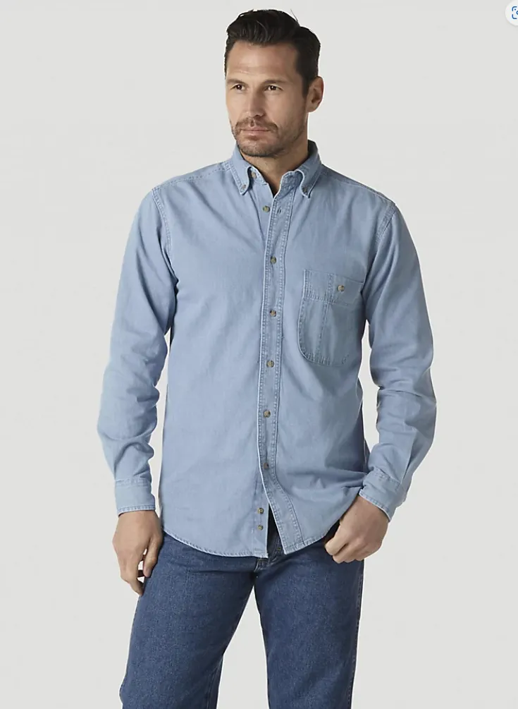 WRANGLER RUGGED WEAR DENIM BASIC SHIRT IN STONEWASH STYLE RAL08DM