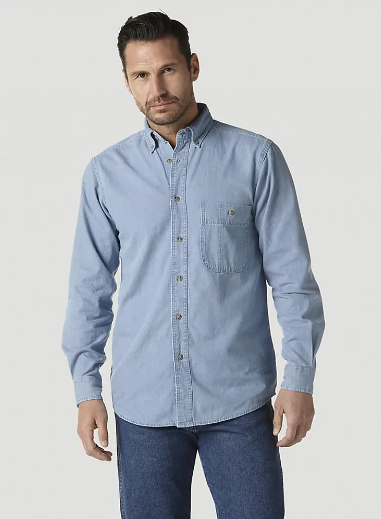 WRANGLER RUGGED WEAR DENIM BASIC SHIRT IN STONEWASH STYLE RAL08DM